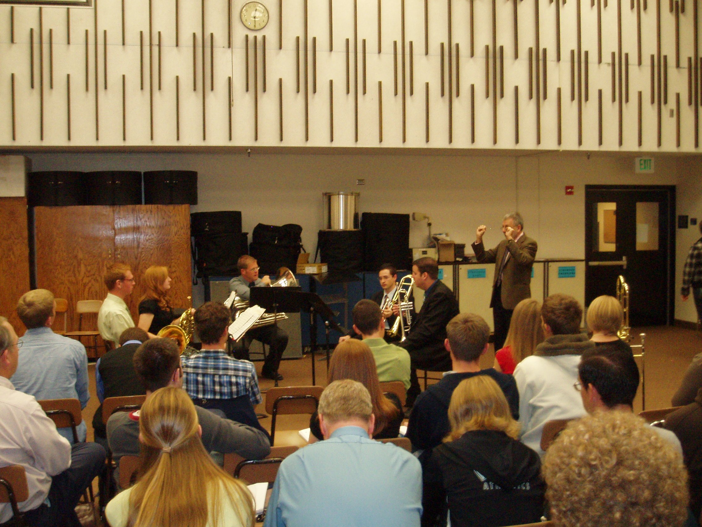 Raymond Mase of ABQ working with BYU Honors Brass Quintet